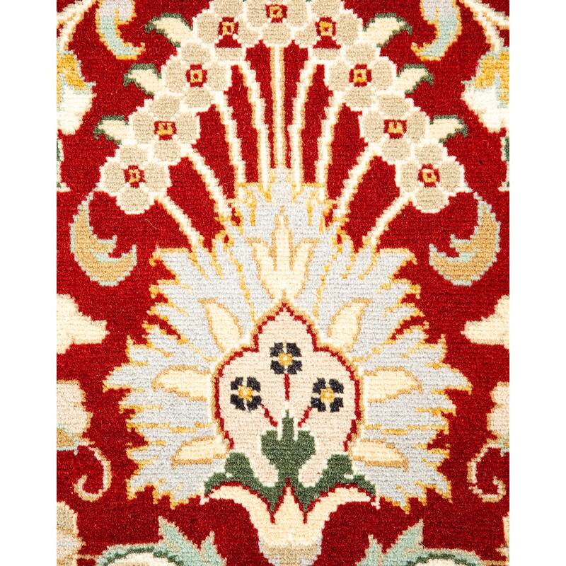 Overton Handknotted Wool Traditional Oriental Red Area Rug - 4' x 6'