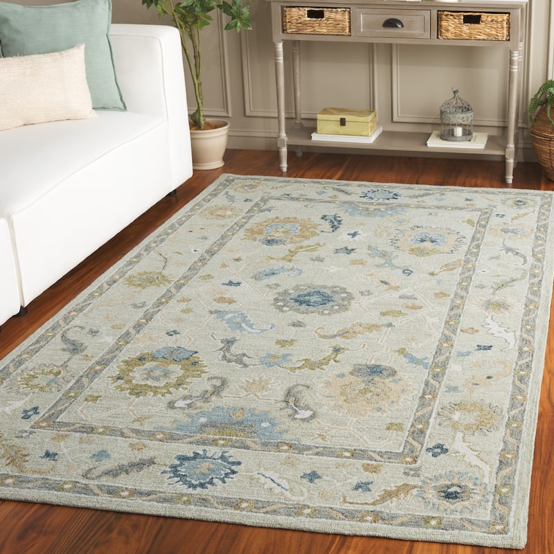 SAFAVIEH Handmade Metro Mabel Wool Rug - Beige/Blue - 4' x 6'