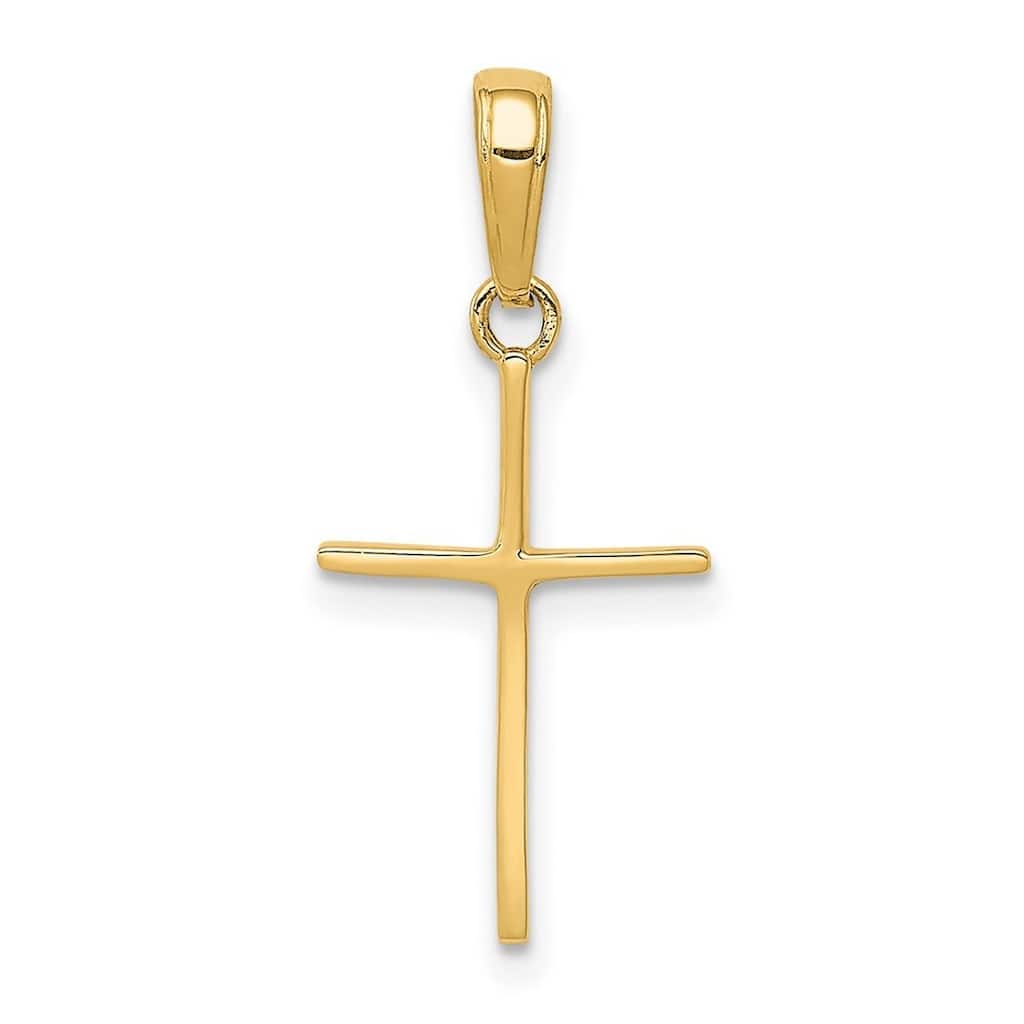 Curata 14k Yellow Gold 18" Polished Stick Cross Pendant Necklace - 16x12mm