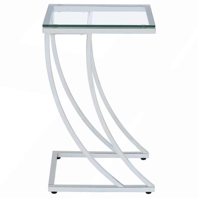 Draper Chrome Rectangular Glass Top Sofa Side Table