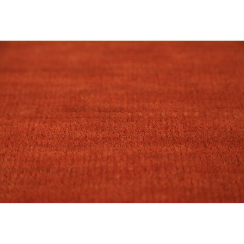 Orange Gabbeh Modern Rug Handmade Solid Wool Carpet - 3'10" x 5'9"