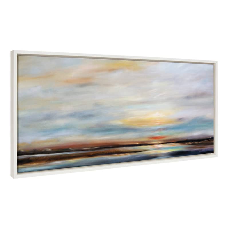 Kate and Laurel Sylvie Carolina Sunset Framed Canvas by Mary Sparrow - 18x40 - White
