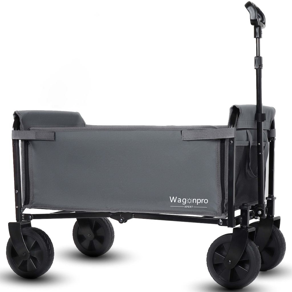 All-in-One Convertible Folding Trolley with Bench Seat & Dog Leash - Heavy Duty 4-Wheel Utility Cart