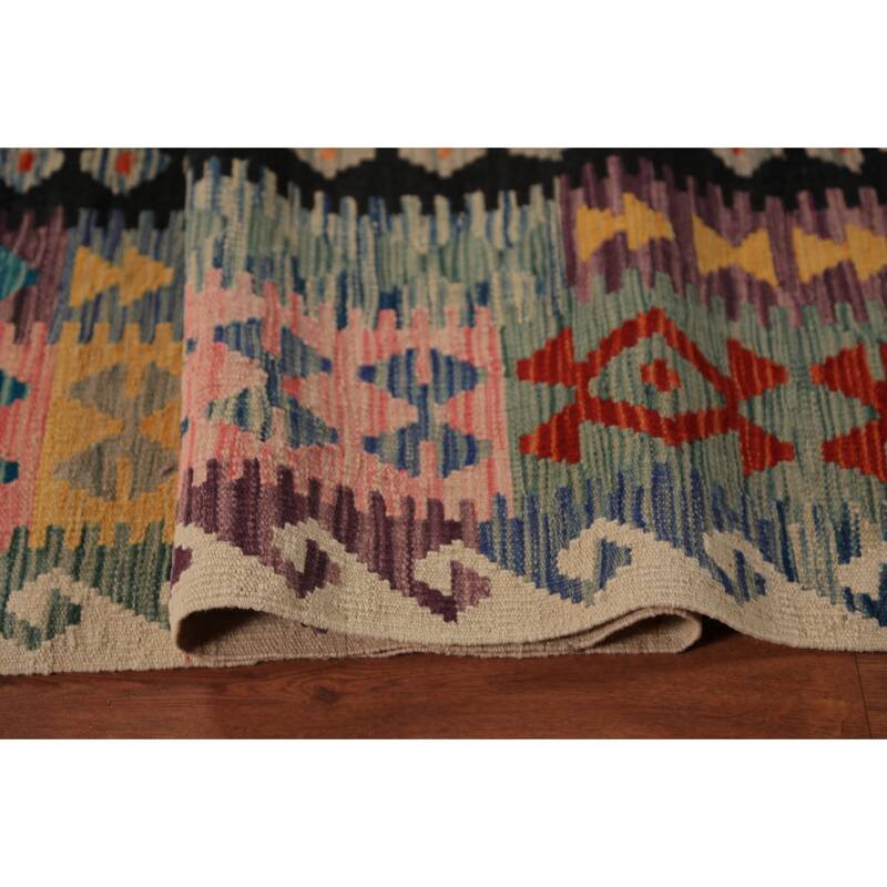 Kilim Oriental Area Rug Flatweave Multi-Color Wool Carpet - 8'1"x 11'2"
