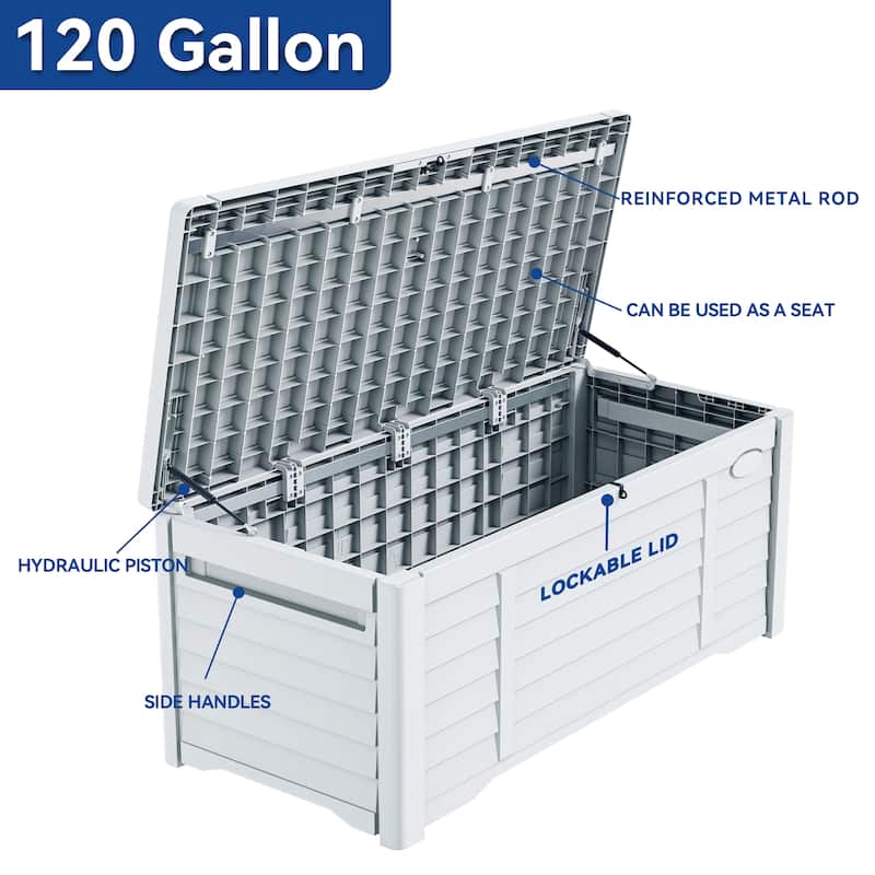 120 Gallons Water Resistant Lockable Deck Box