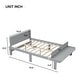 preview thumbnail 8 of 6, Grey Full Size Wood Platform Bed w/ Footboard Bench Upholstered Bed Frame