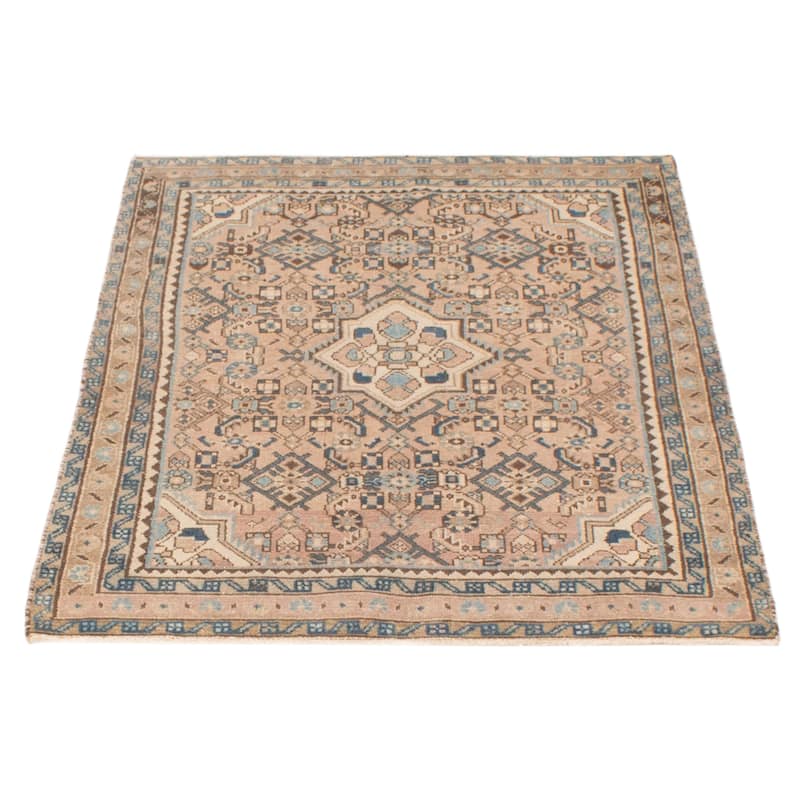 ECARPETGALLERY Hand-knotted Antalya Vintage Beige Wool Rug - 3'9 x 4'11