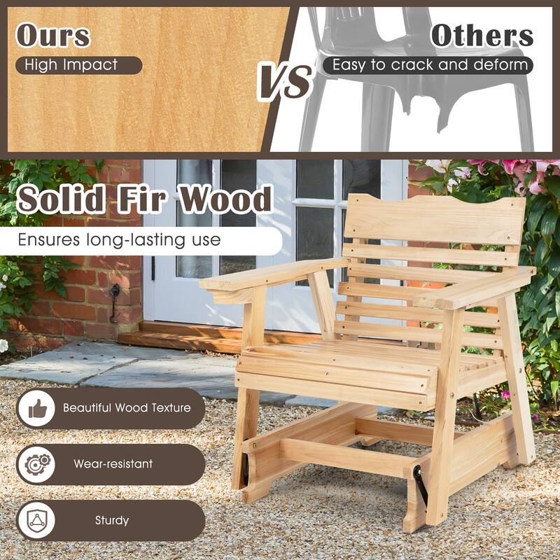 Wood Sea Rocker Costway Patio Outdoor Wood Slat Rocking Chair Porch Rocker Curved Seat ...