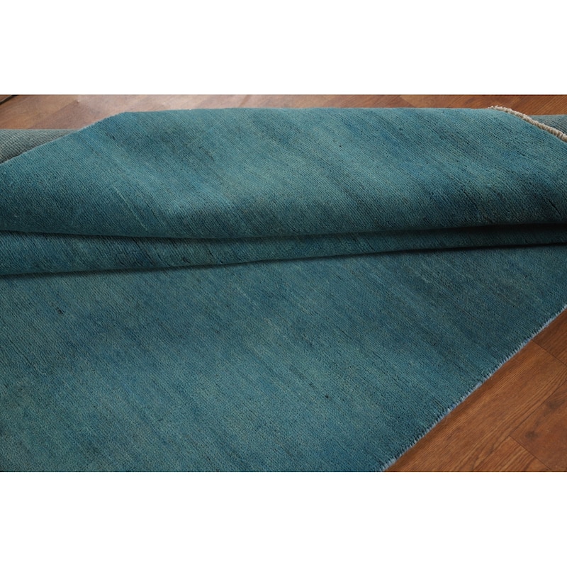 Light Blue Modern Gabbeh Oriental Area Rug Hand-Knotted Wool Carpet - 4'10" x 6'6"