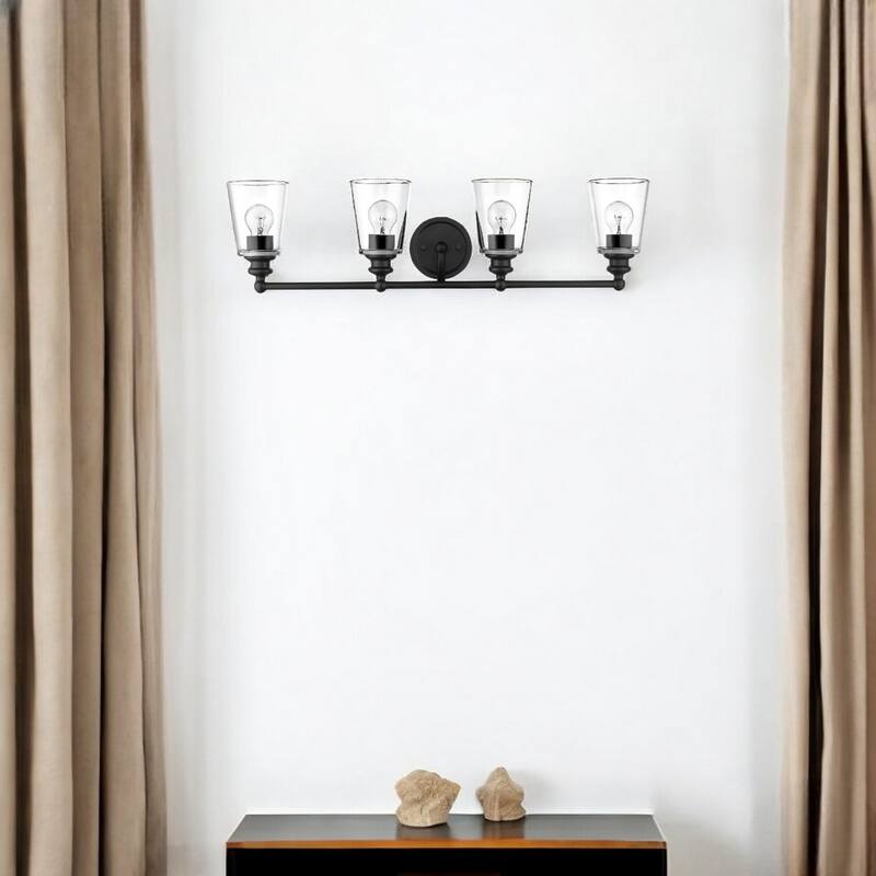 Modern Clear Glass Shade Wall Sconce with Swing Arm for Home Lighting - 4 - Matte-Black
