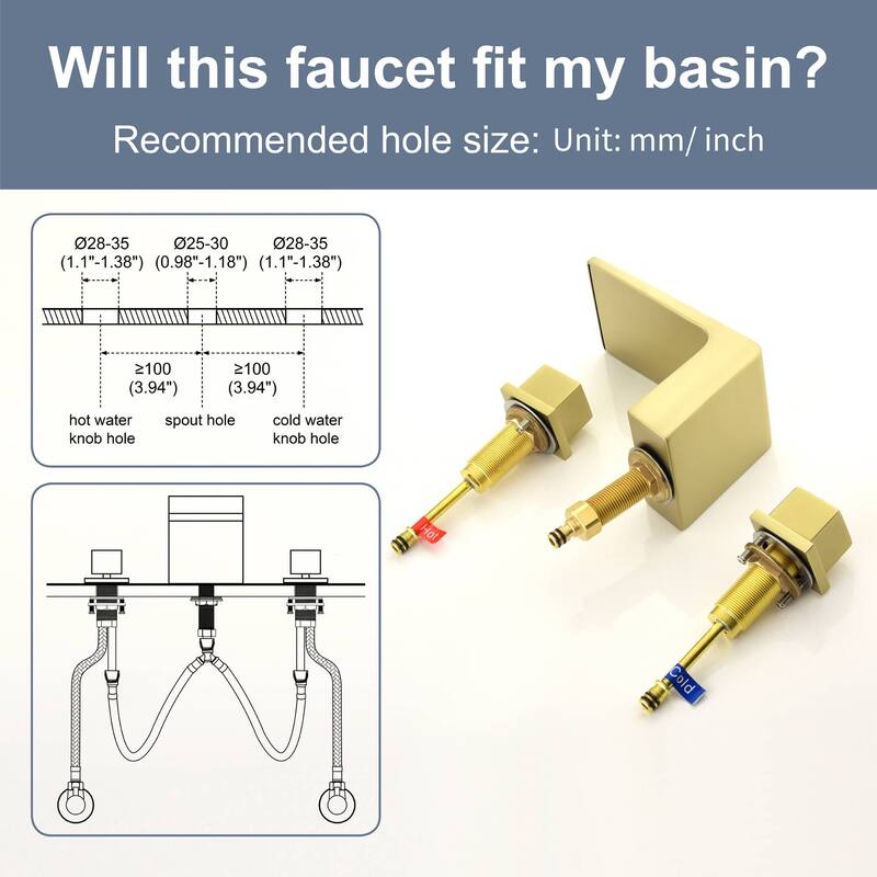 Widespread Bathroom Sink Faucet 3 Holes Waterfall Bathroom Faucet 8 Inch Modern Double Handle Vanity Basin Faucets With Valve