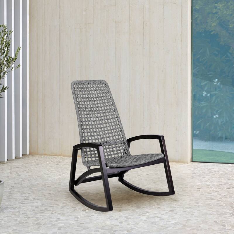 Sequoia Rope & Solid Eucalyptus Wood Indoor / Outdoor Rocking Chair - Grey