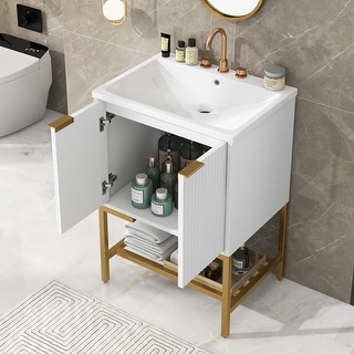 Modern Simple Bathroom Vanity Cabinet with Ceramic Sink and Two Doors ...