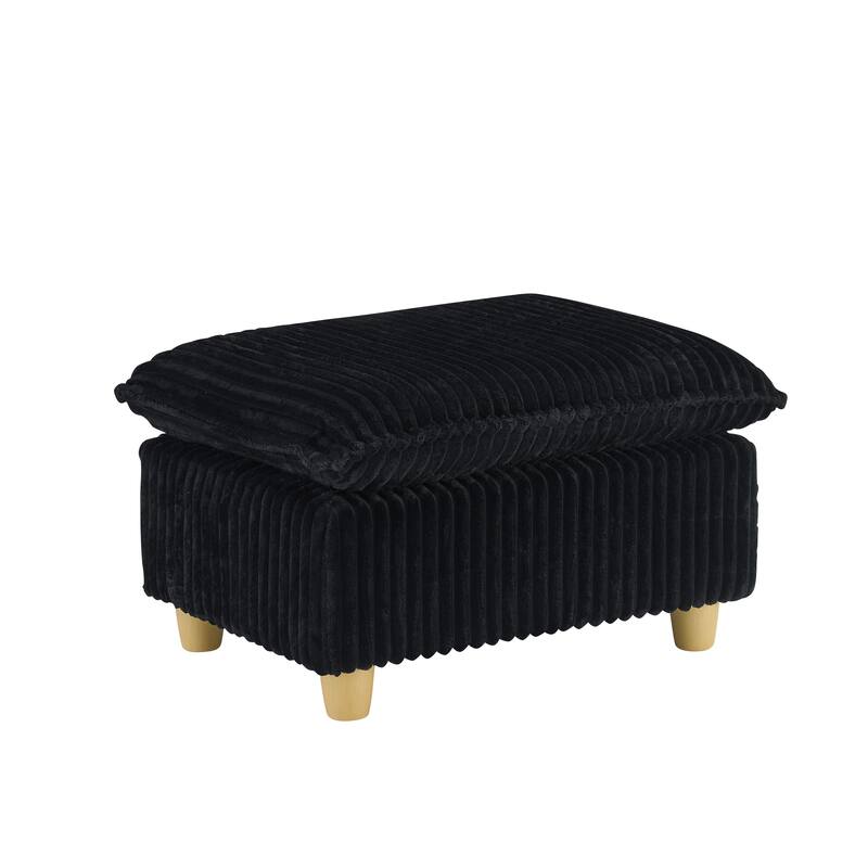Single Sofa with Ottoman, Comfy Corduroy Upholstered Armchair, Lounge Chair with Throw Pillows for Living Room, Balcony