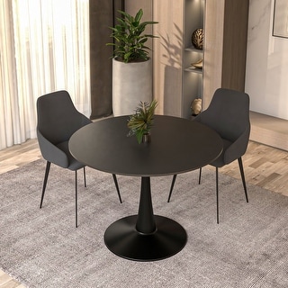 Bristol Modern 40" Round Kitchen Table, Sintered Stone/MDF Top - Contemporary Pedestal Dining Table for Small Spaces