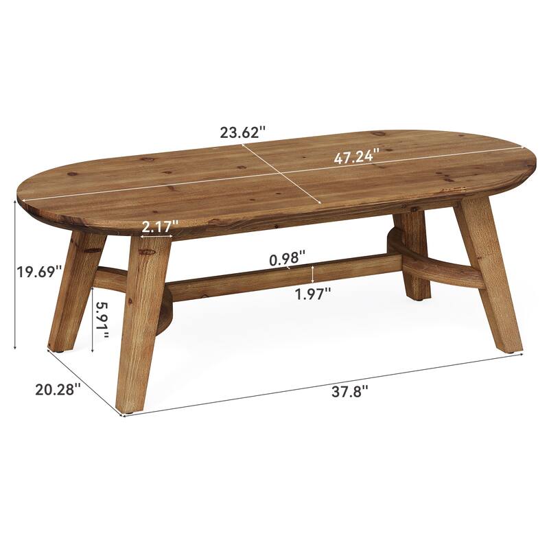 47.24-Inch Farmhouse Solid Wood Coffee Table