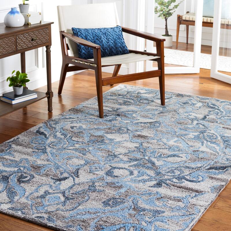 SAFAVIEH Handmade Abstract Leposava Modern Wool Rug - 5' x 8' - Grey/Blue