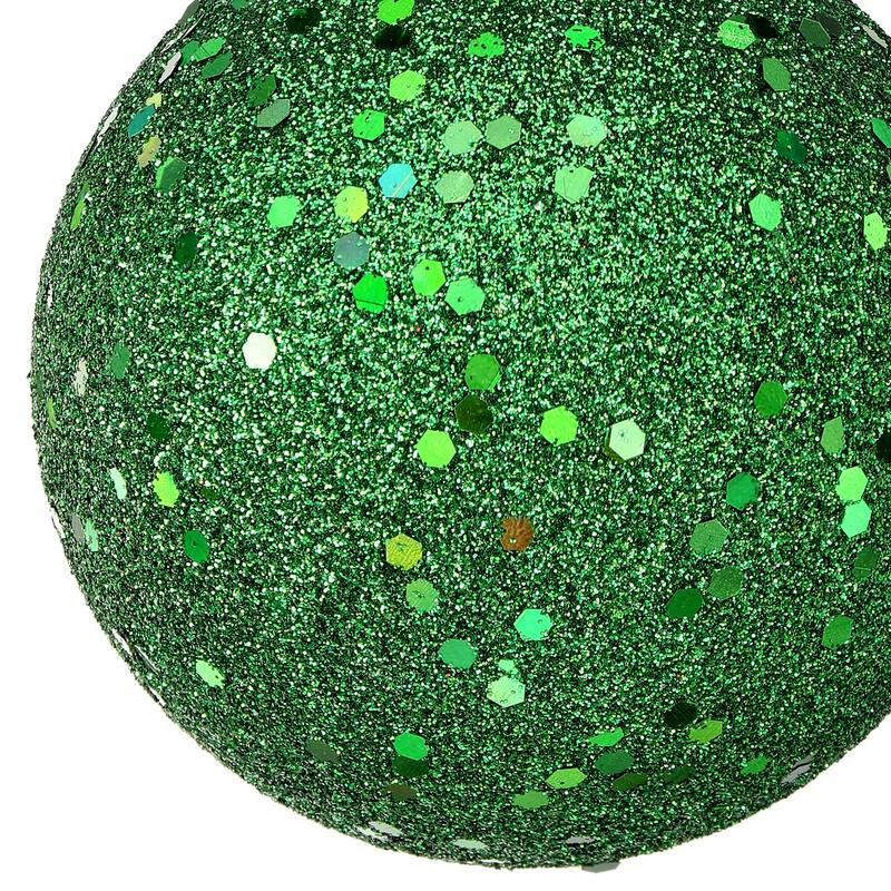 80mm Wired Shatterproof Plastic Glitter Sequin Ball Ornament Set of 12
