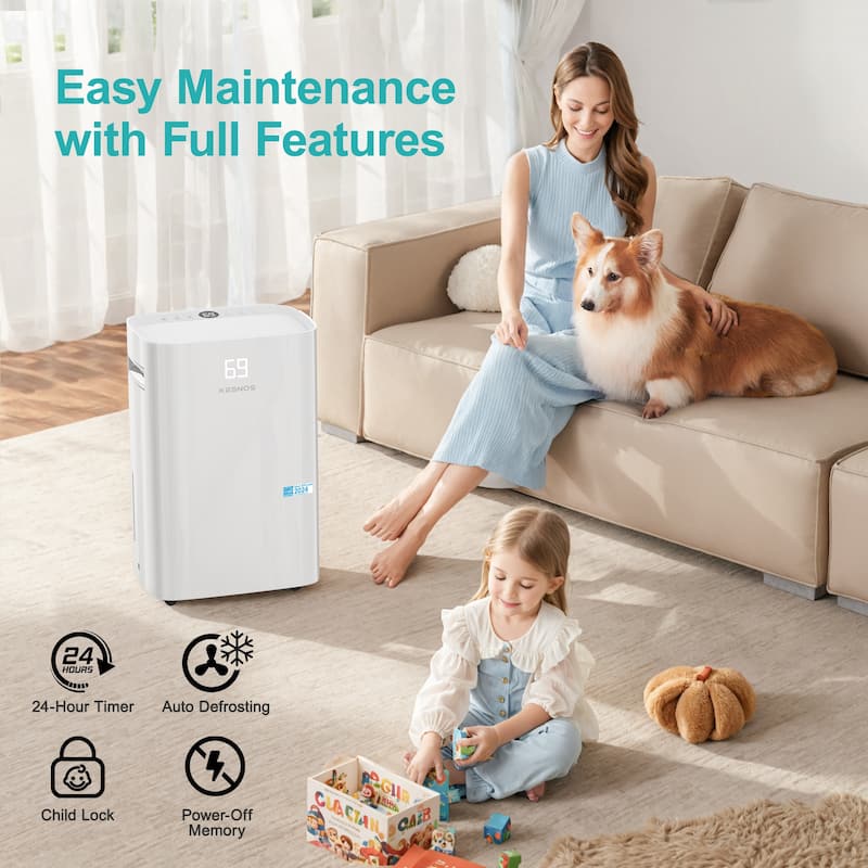 80 Pints Home Basement Dehumidifier with Intelligent Control Panel,for Rooms up to 5000 Sq.Ft