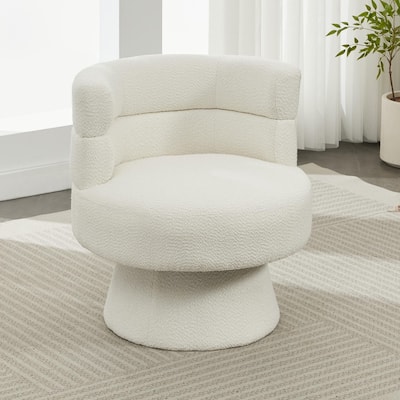 Upholstered Swivel Chair Accent Chair with Ergonomic Curved Back, 360掳 Rotation Barrel Chair Sofa Chair