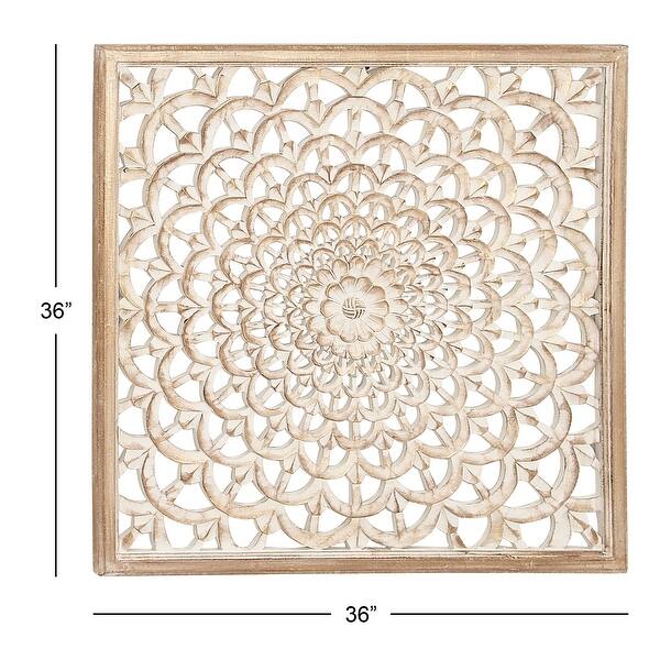 Brown Wood Handmade Intricately Carved Floral Home Wall Decor with ...
