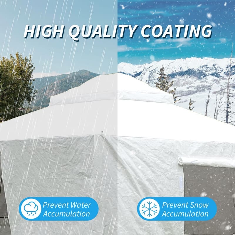 Domi 8' x 8' Universal Winter Gazebo Cover, All Season Waterproof Enclosed Cover with Sidewalls & Ventilated Mesh Windows, White