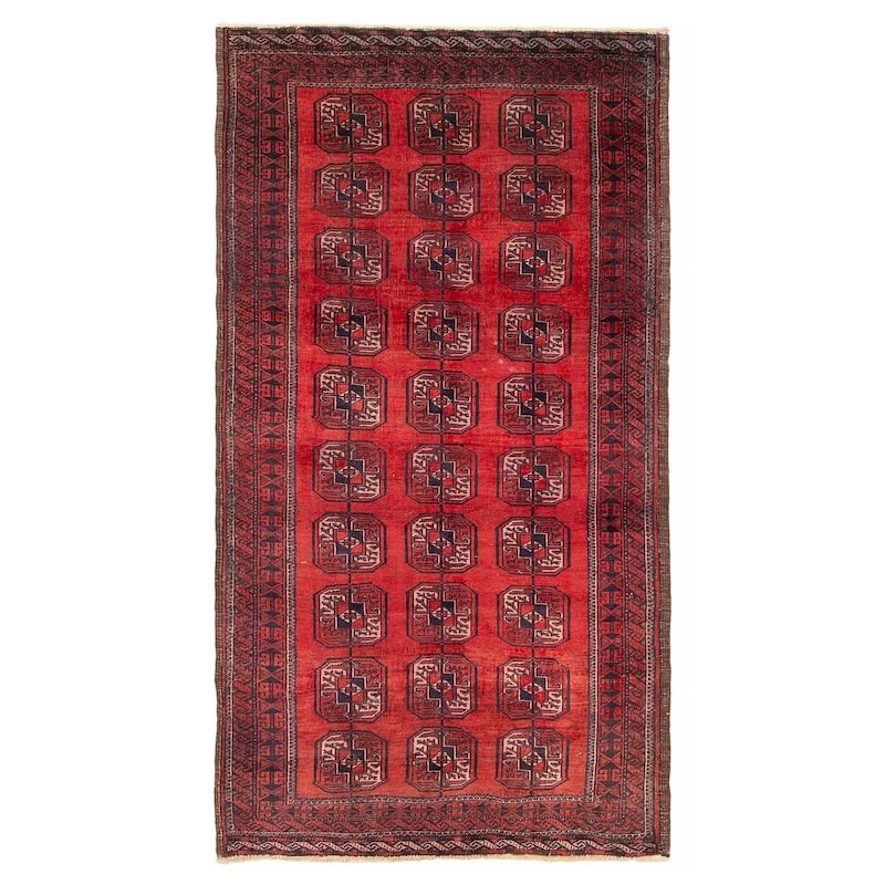 ECARPETGALLERY Hand-knotted Baluch Red Wool Rug - 3'7 x 6'10 - Red - 3'7 x 6'10