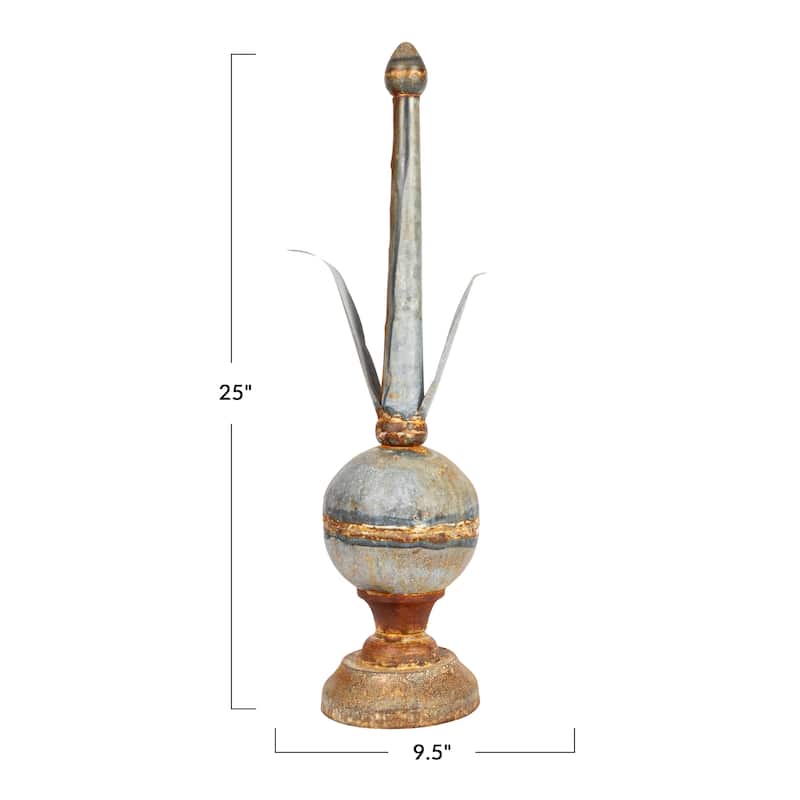 Metal Finial Spindle Decor - 6.0"L x 11.0"W x 25.0"H