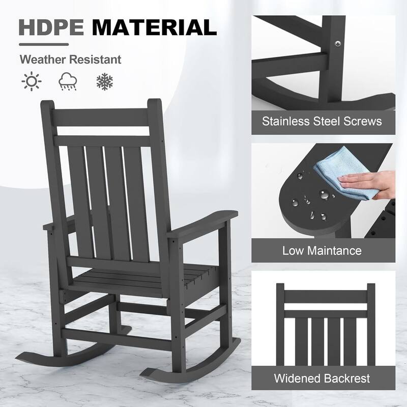 2PCS Patio High Back Porch Rocking Chair for Outside