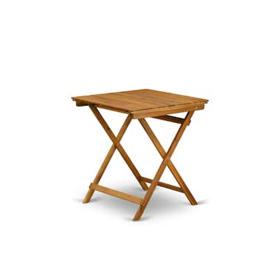 Oval Patio Dining Table - Acacia Wood Outdoor Table 26x26 Inch - Natural Finish - 25.6