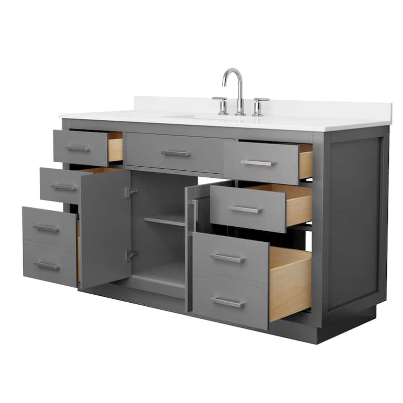 Beckett TK 60-inch Single Vanity, 3 Hole Quartz Top