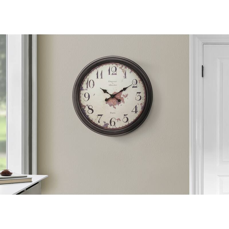 20 in Retro Design Brown Wall Clock - 20 in - Brown - 20 in