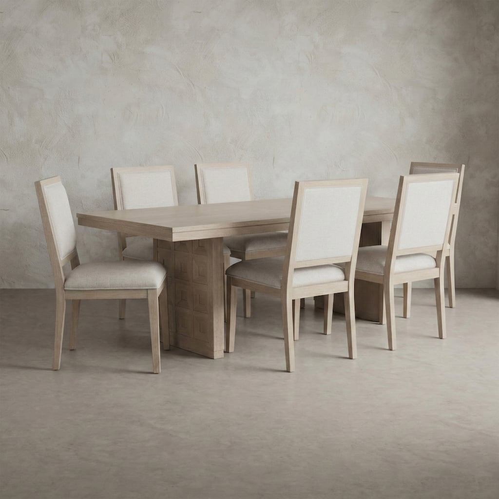 Furniture of America Durem II Modern 7-Piece Solid Wood 86-inch Dining Table Set