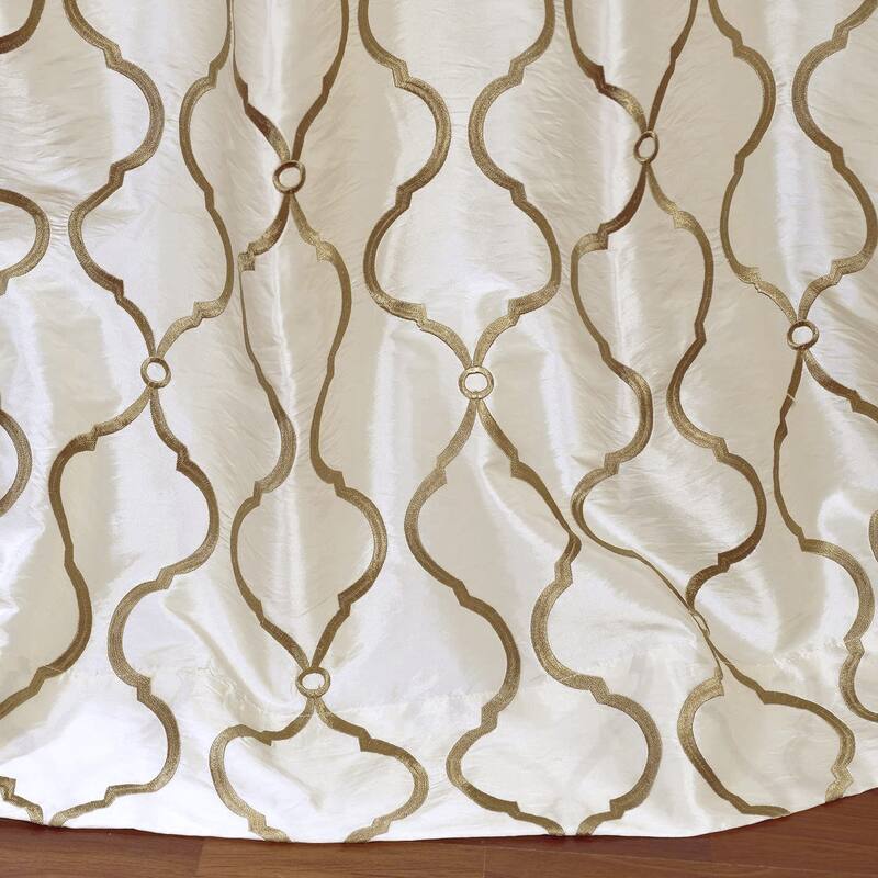 Exclusive Fabrics Tunisia Ivory Embroidered Designer Faux Silk Curtains - Luxurious Room Darkening Curtains (1 Panel)