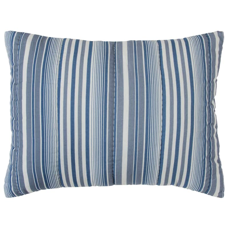 The Brady Blue Hand Quilted Cotton 3-Piece Quilt Set