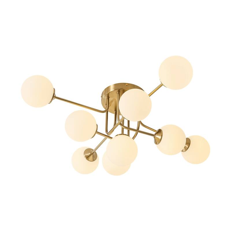 Linear Frosted Glass Globe Sputnik Semi Flush Ceiling Light
