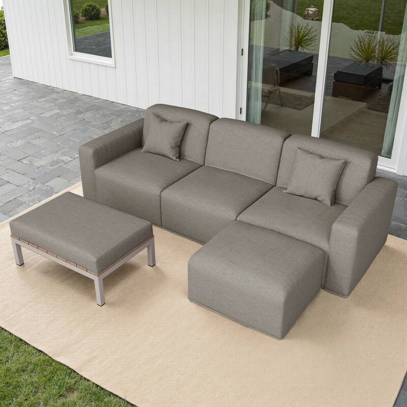 Outdoor No Assembly Patio Conversation Sets with Coffee Table, Ottoman