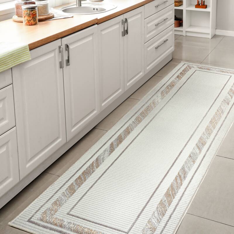 JONATHAN Y Draper Classic Border Marble Pattern High-Low Rug