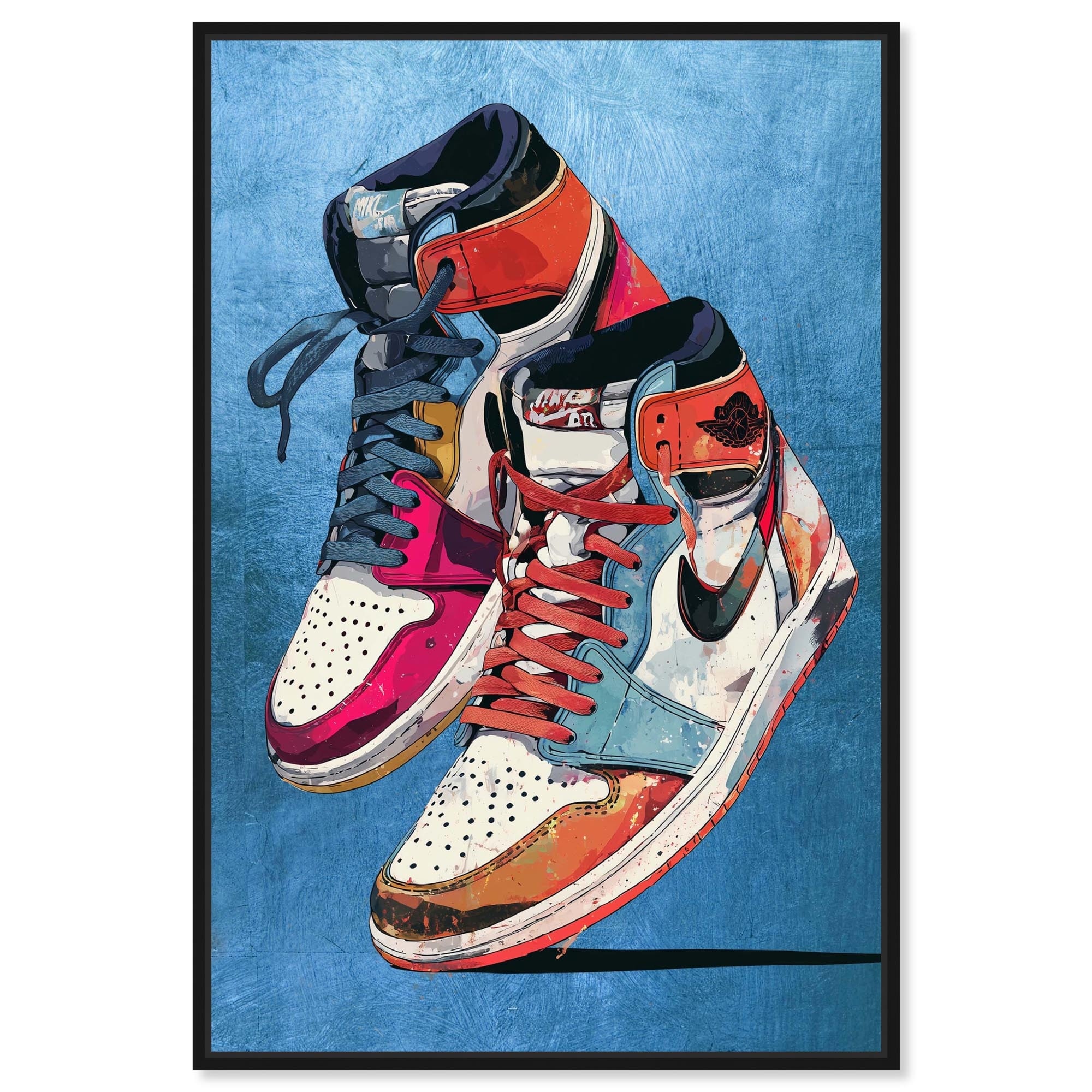 Sneakers on Blue Wall Art Canvas Print by Art Remedy