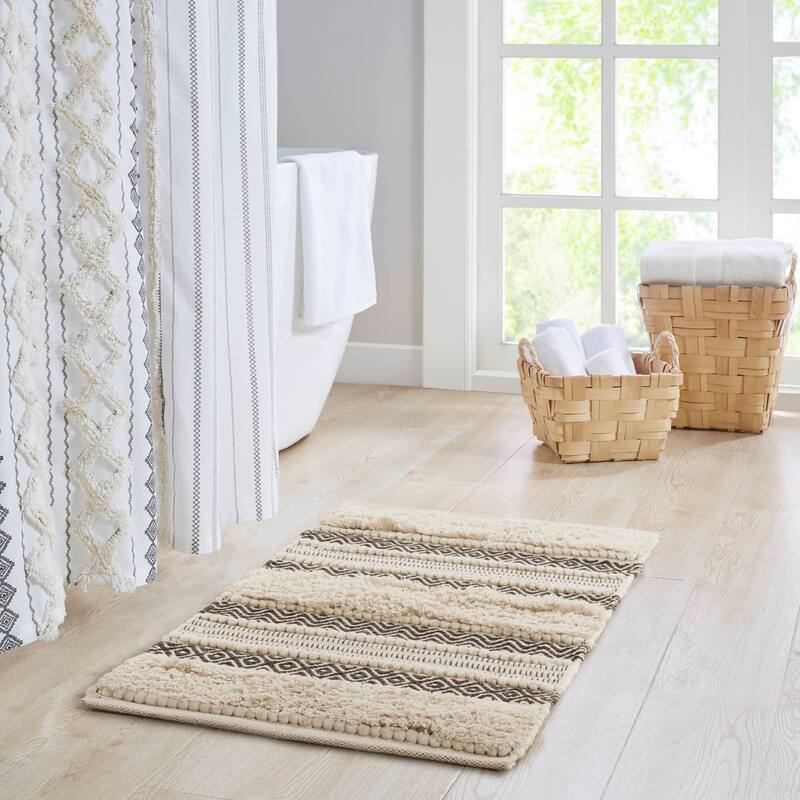 INK+IVY Asher Woven Texture Stripe Bath Rug
