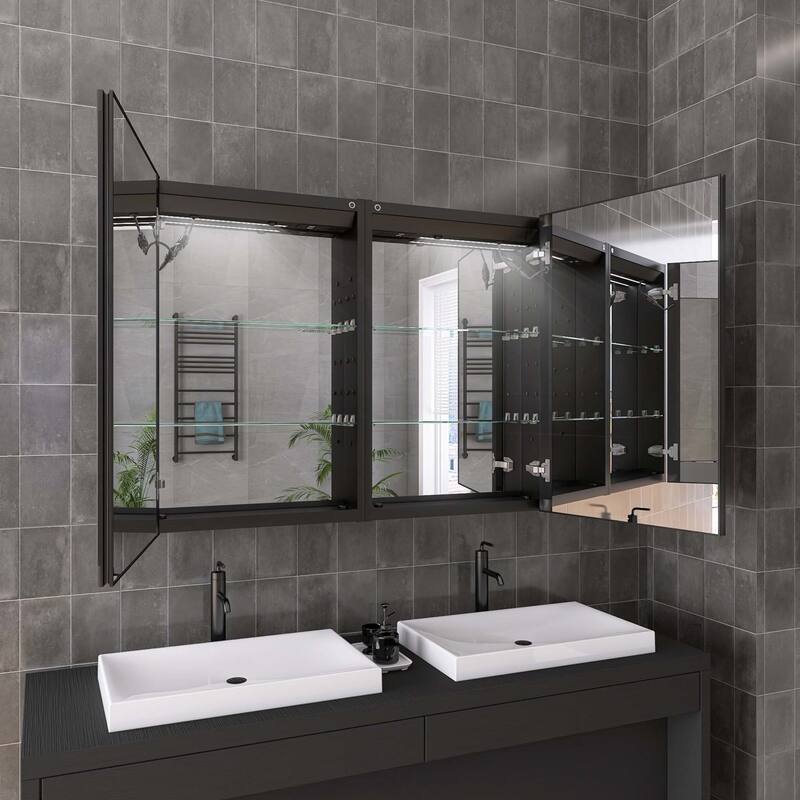 40" x 30" Lighted Medicine Cabinet with Mirror, Recessed Medicine Cabinets for Bathroom - 40" x 30" - 40" x 30"