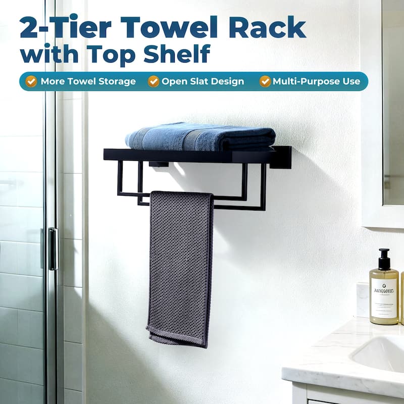 WOWOW 2-Tier Stainless Steel Bath Towel Rack