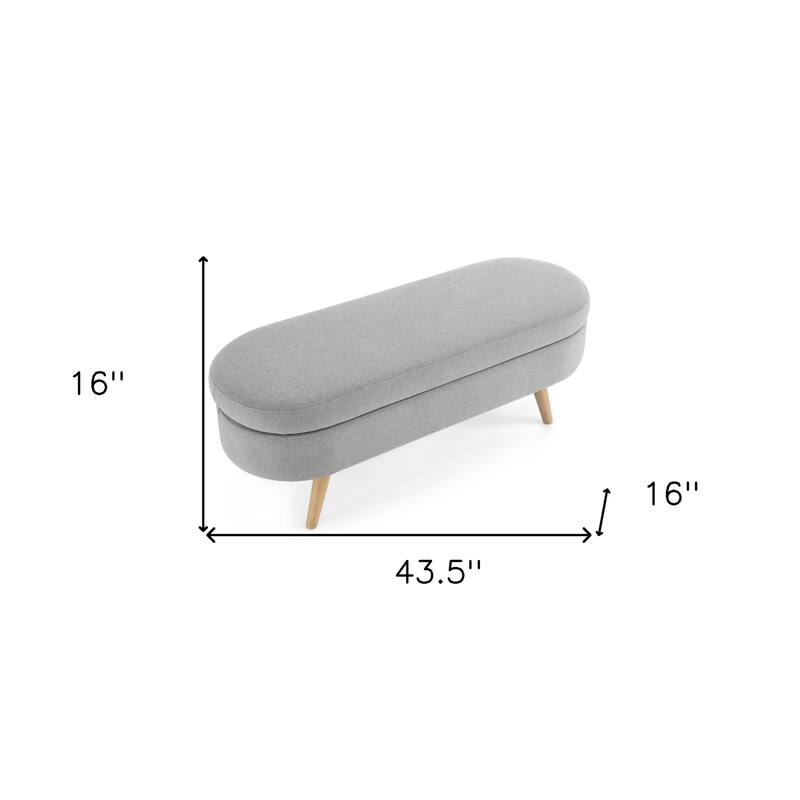 HomeRoots 44" Gray and Brown Linen Upholstered Storage Bench with Flip Top - 43.5' X '16' X '16