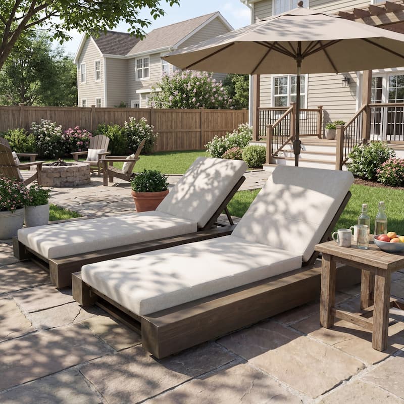 Christopher Knight Home - Amedea Outdoor Acacia Wood Chaise Lounge with Adjustable Backrest & Water-Resistant Cushion