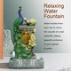 preview thumbnail 10 of 17, Resin Blue and Green Peacock Outdoor Fountain with LED Light - 31.69" H