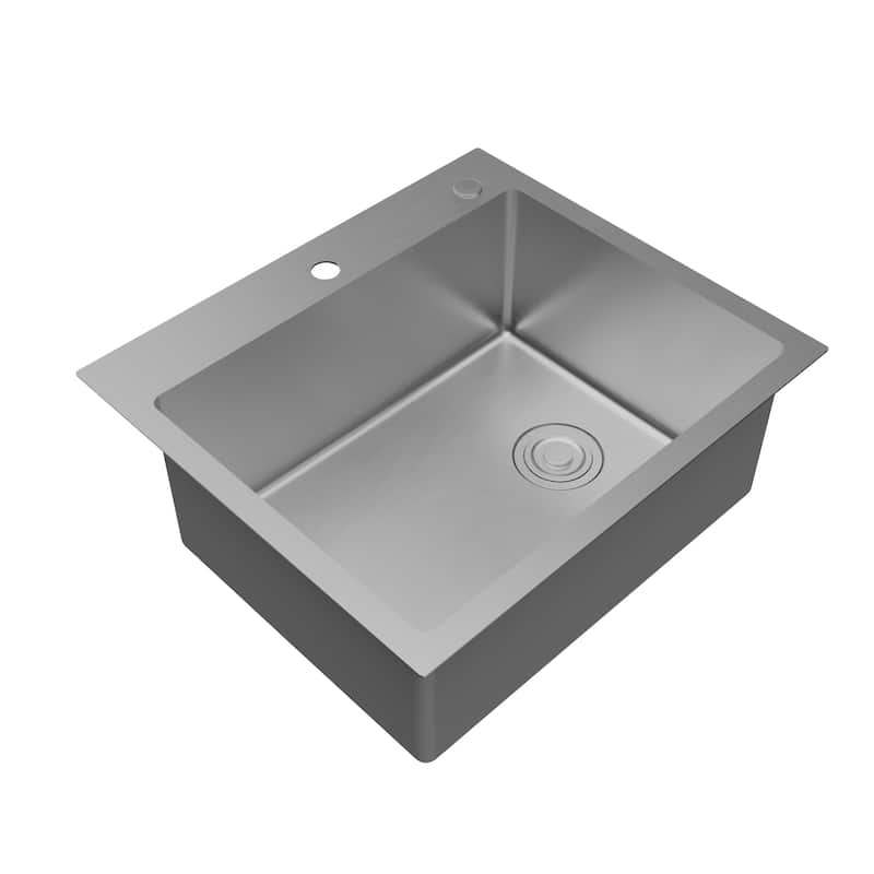 Karran Fusion Top Mount 25-in x 22-in Stainless Steel Single Bowl Kitchen Sink