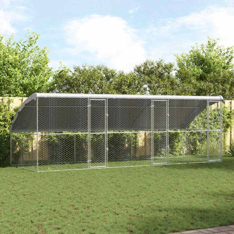 vidaXL Dog Kennel 2 pcs Silver Steel - Silver(2)