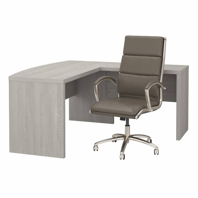 Echo L Shaped Bow Front Desk with Chair by Bush Business Furniture