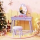 preview thumbnail 7 of 28, Kids Vanity Table Set with Lighted Mirror and Storage Drawer - 27.5” L x 13.5” W x 39” H