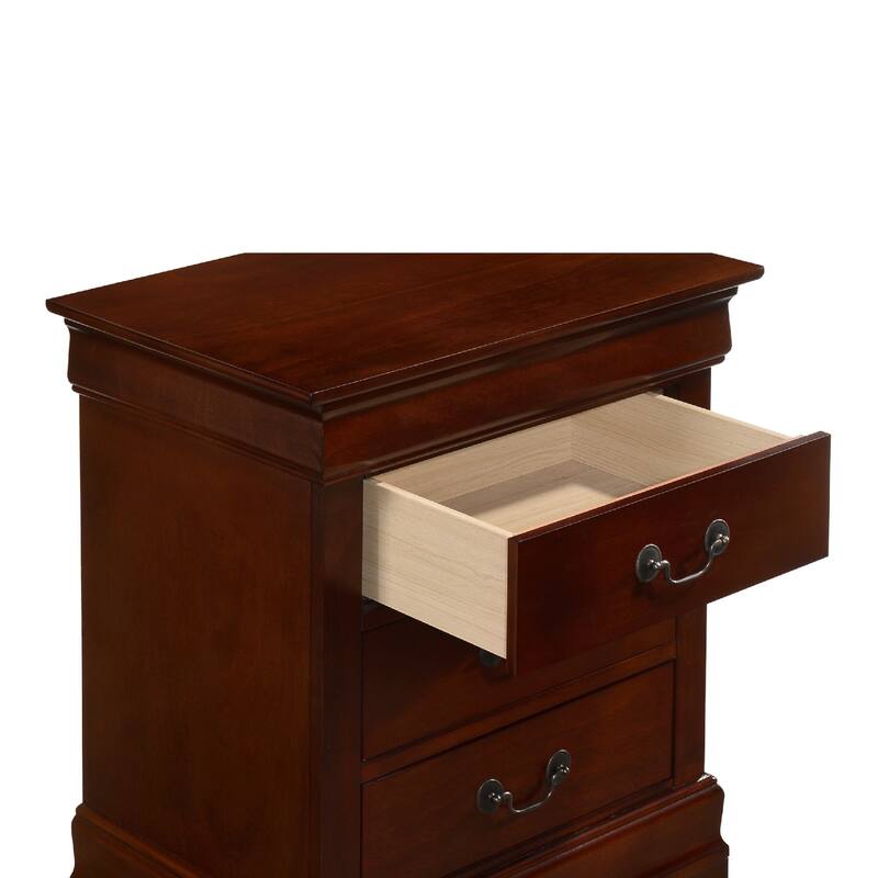 3-Drawer Cherry Finish Wood Nightstand - 29" - Brown